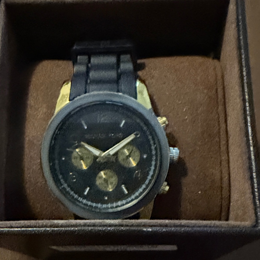 Michael Kors Black and Gold Chronograph Watch